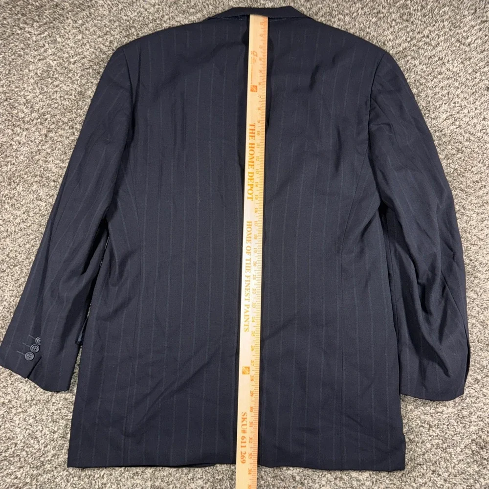 Ermenegildo Zegna Soft Mens 44L Navy Blue Pinstripe Wool Blazer Sport Coat
